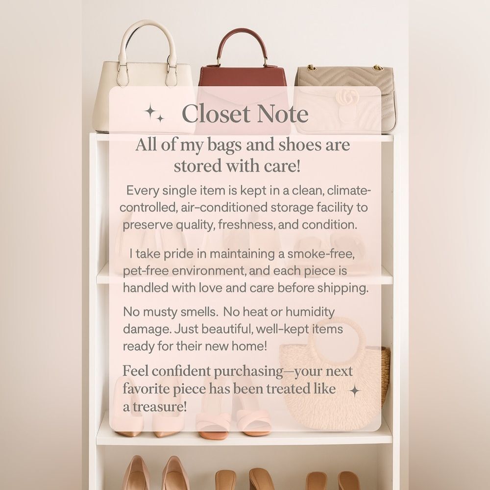 My storage info care on bags-shoes- accessories stored at a ac storage facility